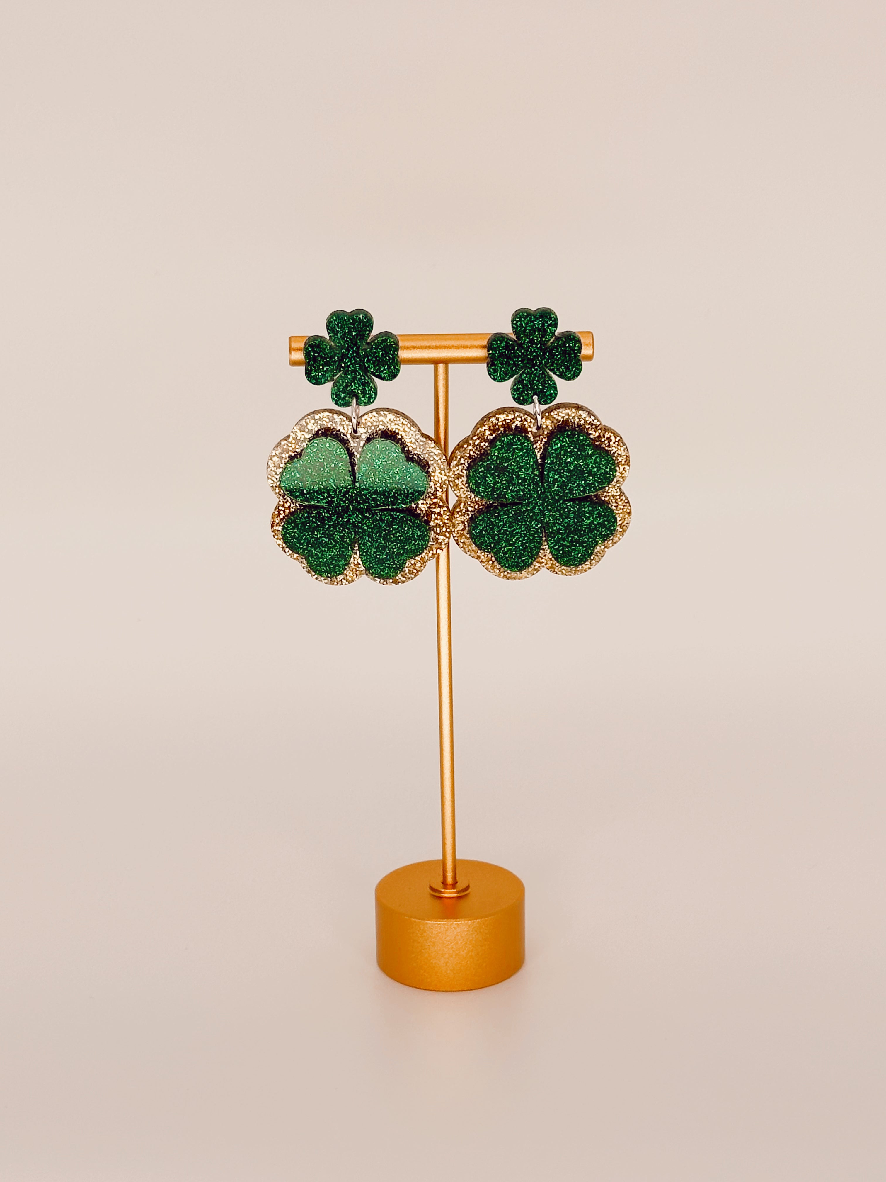 Green and Gold Glitter Shamrocks