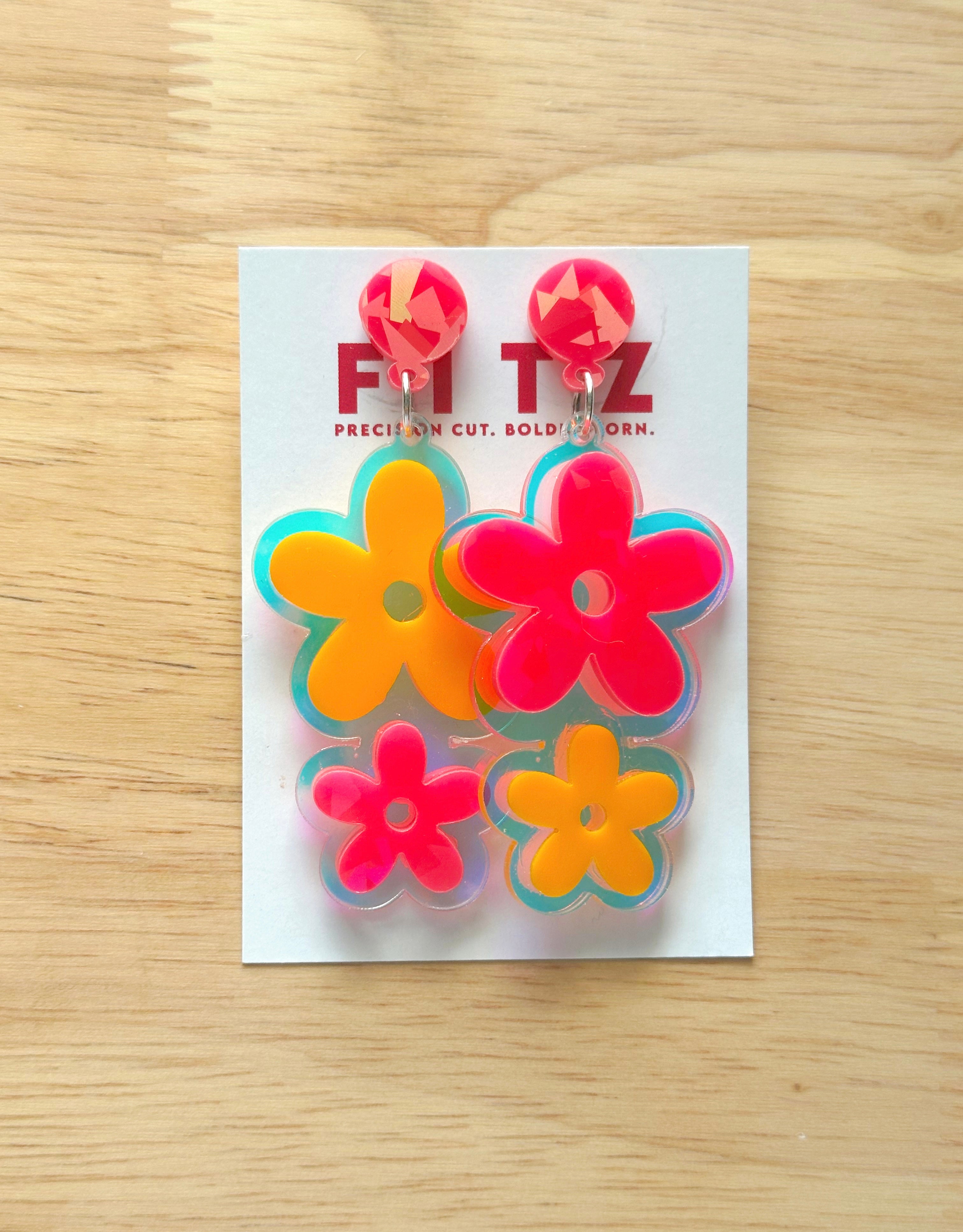 Hot pink and yellow summer flowers
