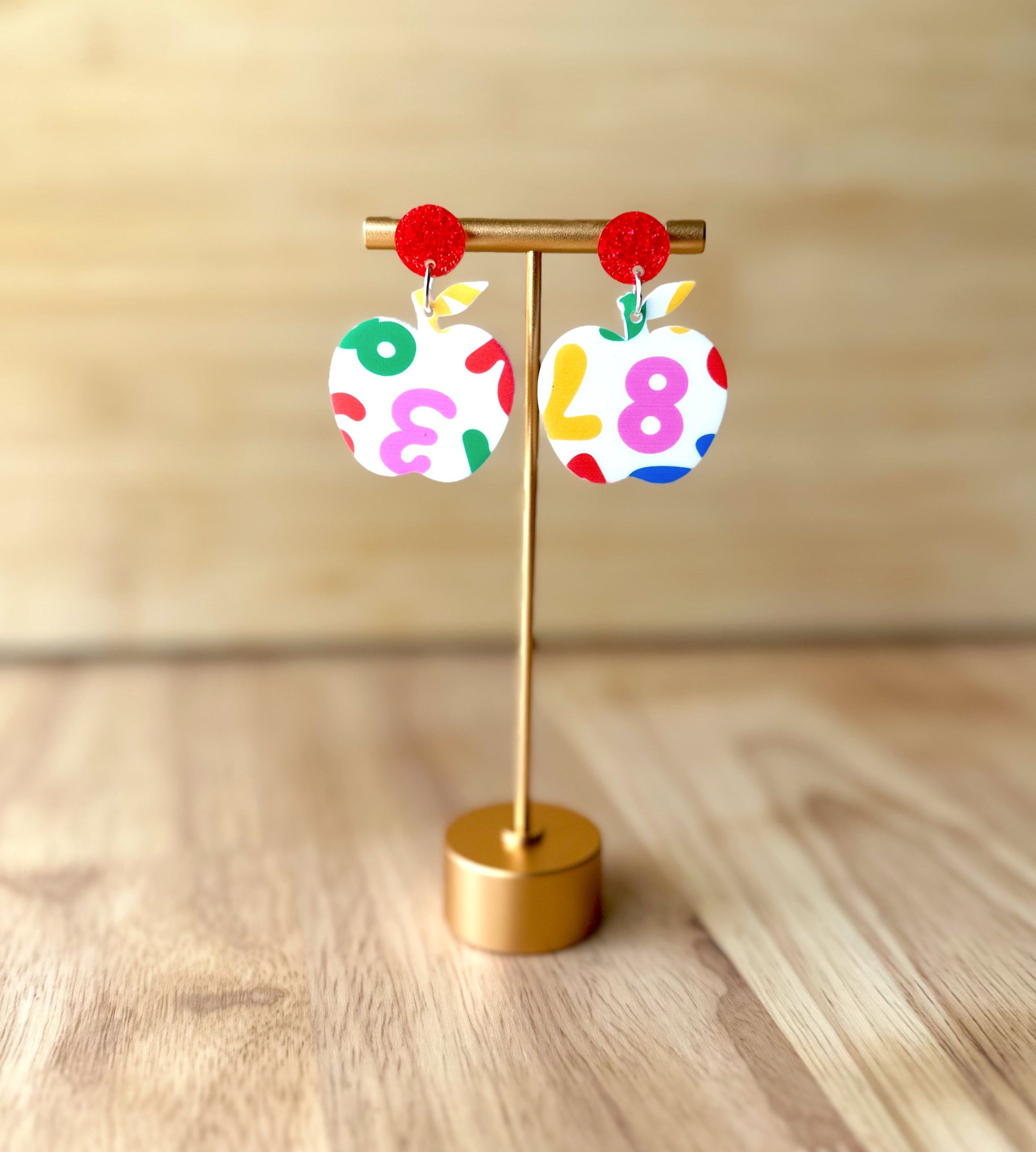 Back to school apple earrings