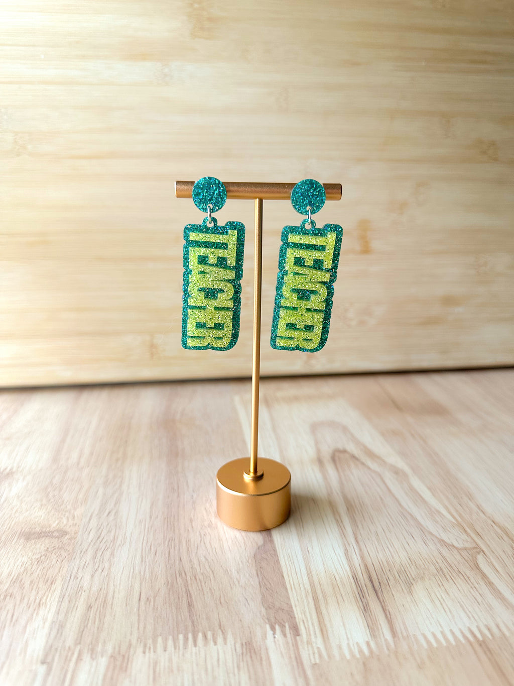 Teal and Yellow Teacher Earrings