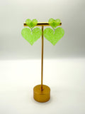 Neon Green Heart Earrings