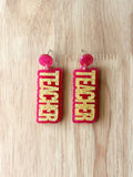Pink and Yellow Teacher Earrings