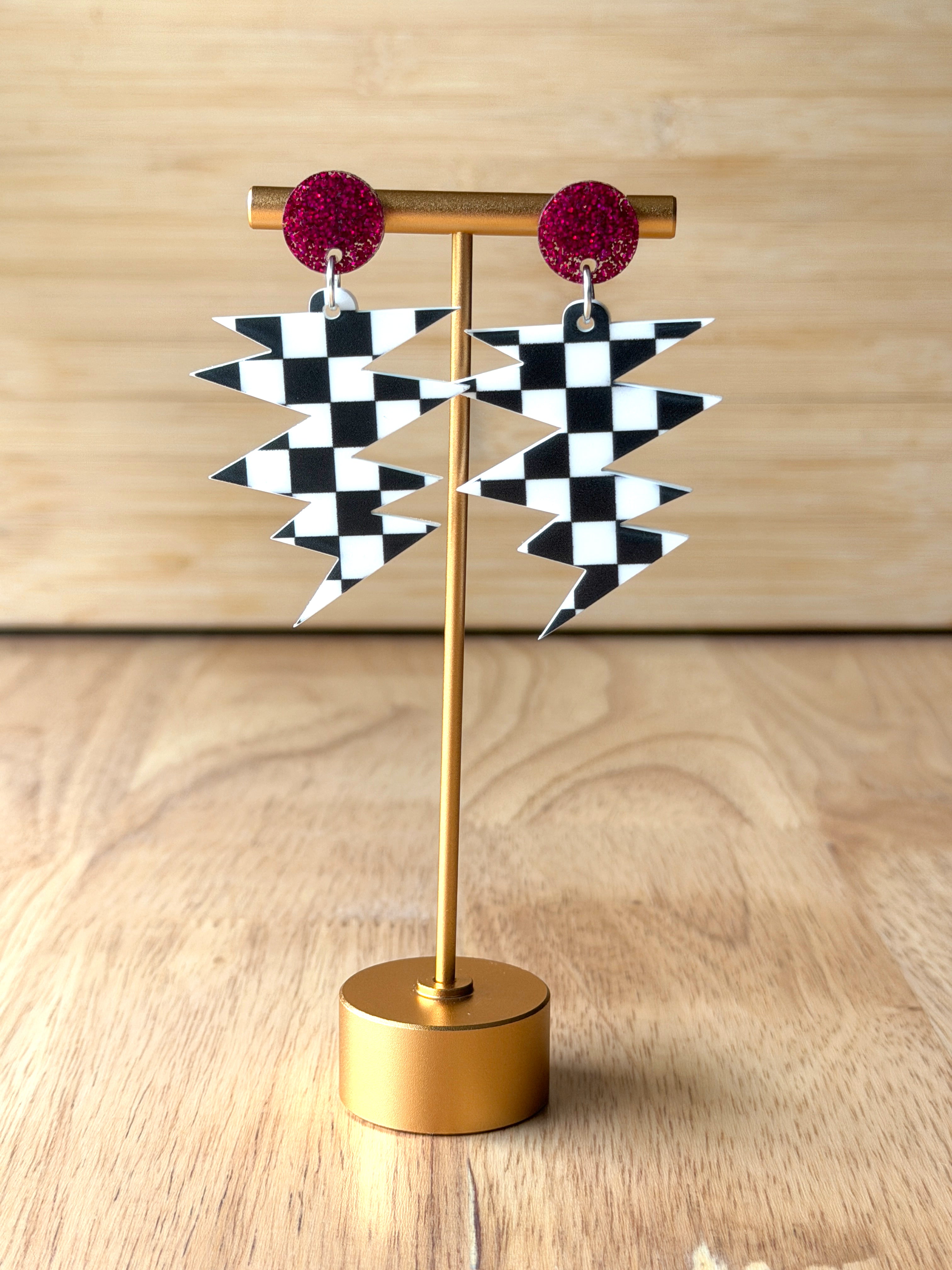Checkered Bolt Earrings