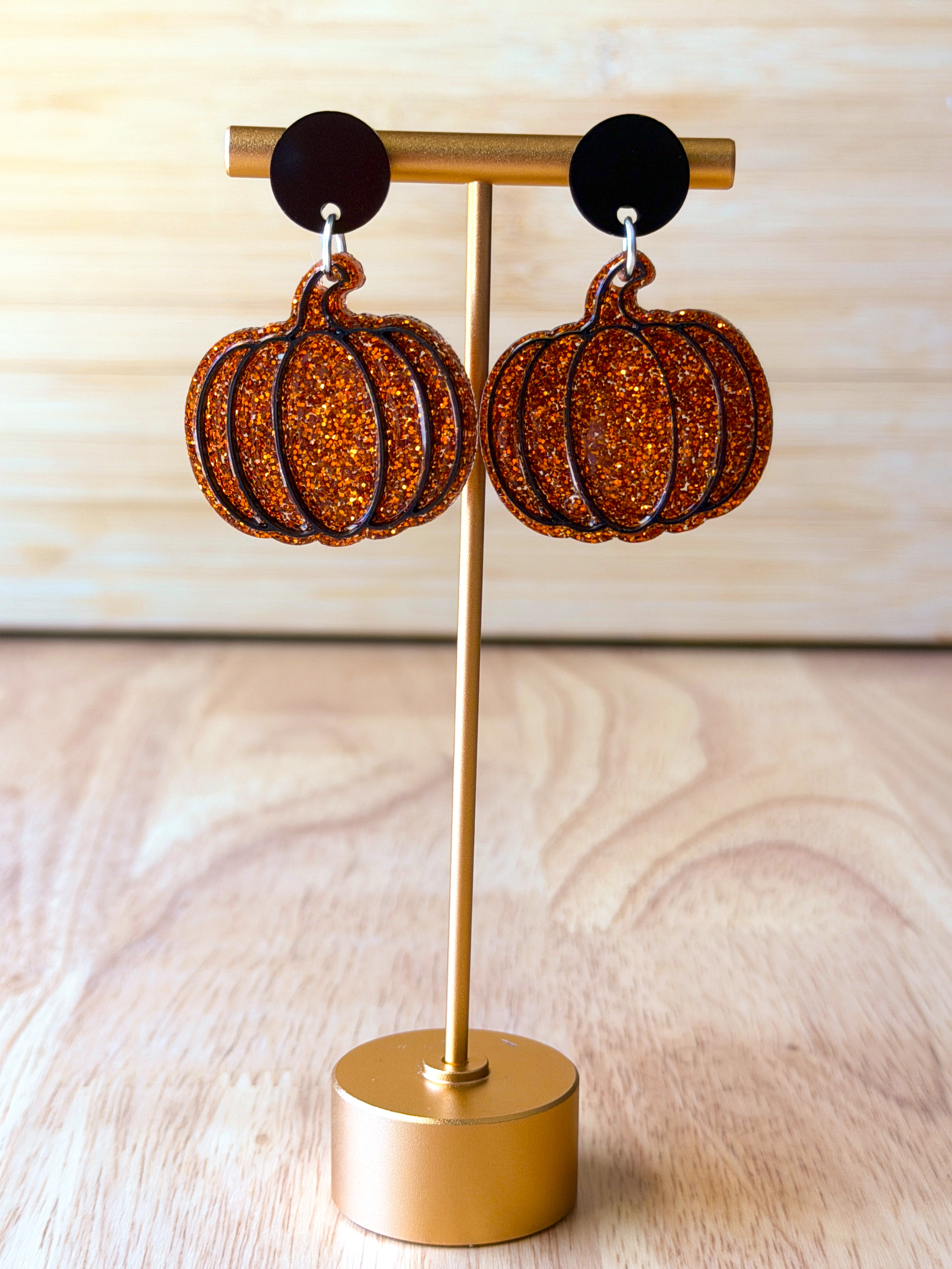 Sparkly Pumpkin Earrings