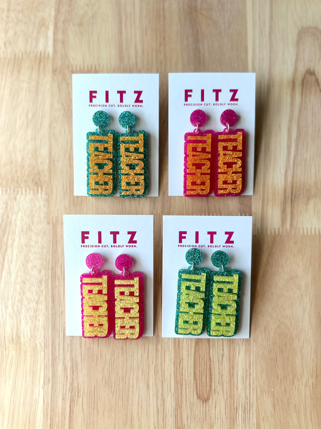 Pink and Yellow Teacher Earrings