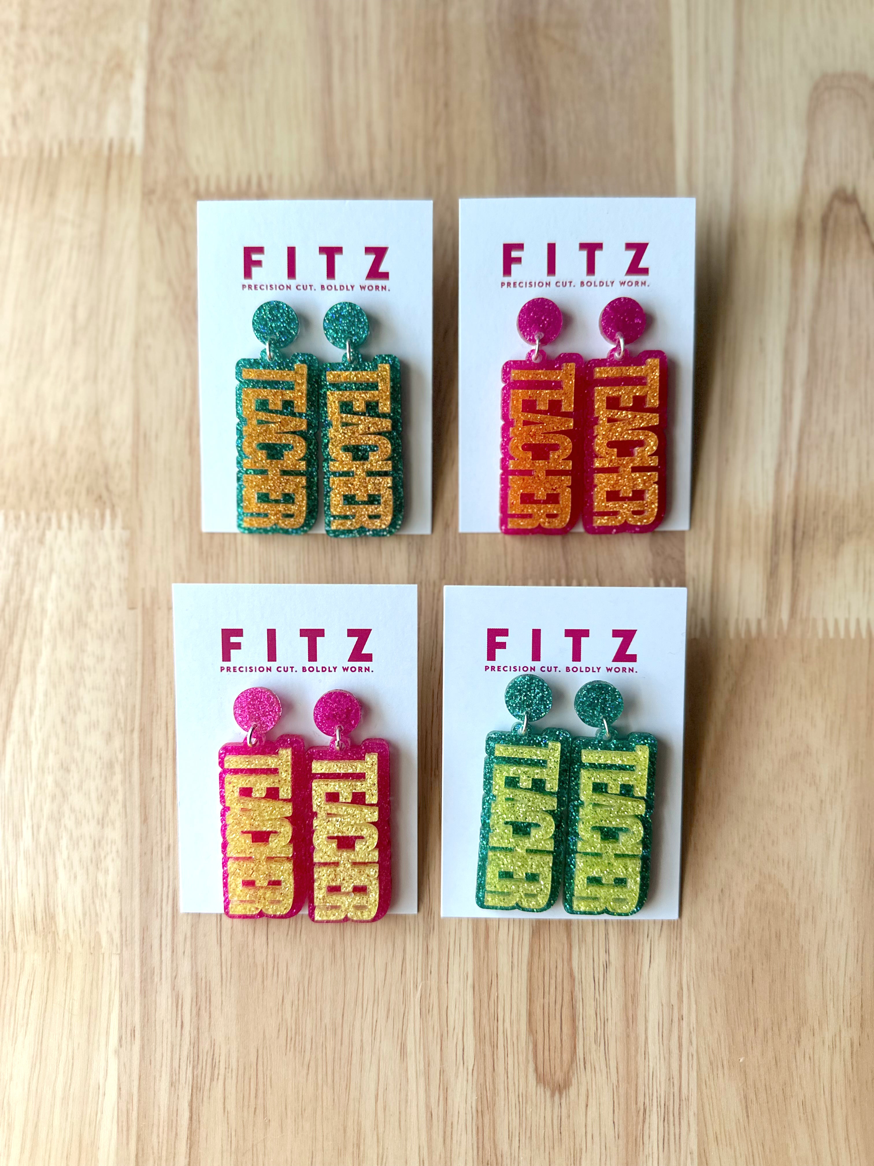Pink and Yellow Teacher Earrings