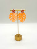 Orange Monstera Earrings
