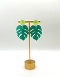 Green Monstera Earrings