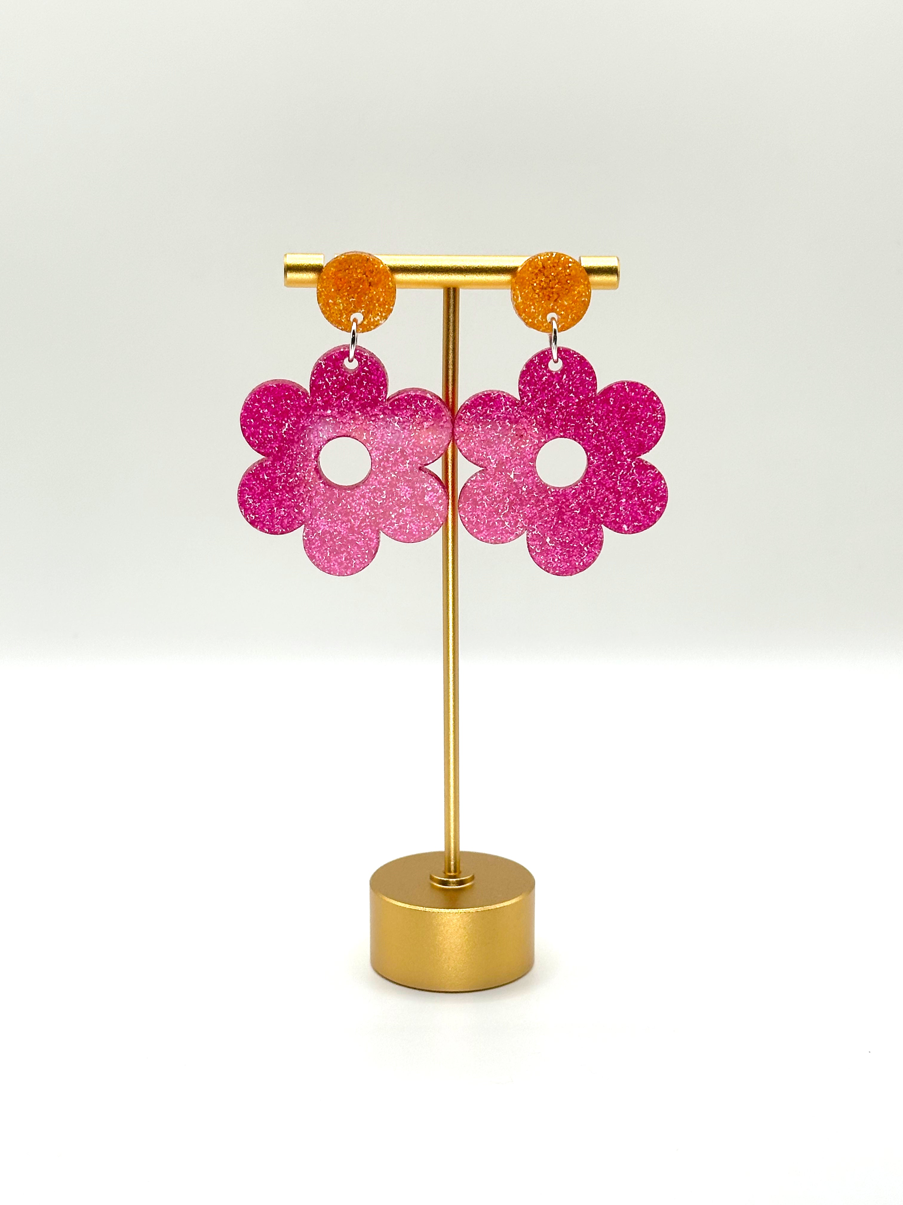 Magenta Flower Earrings