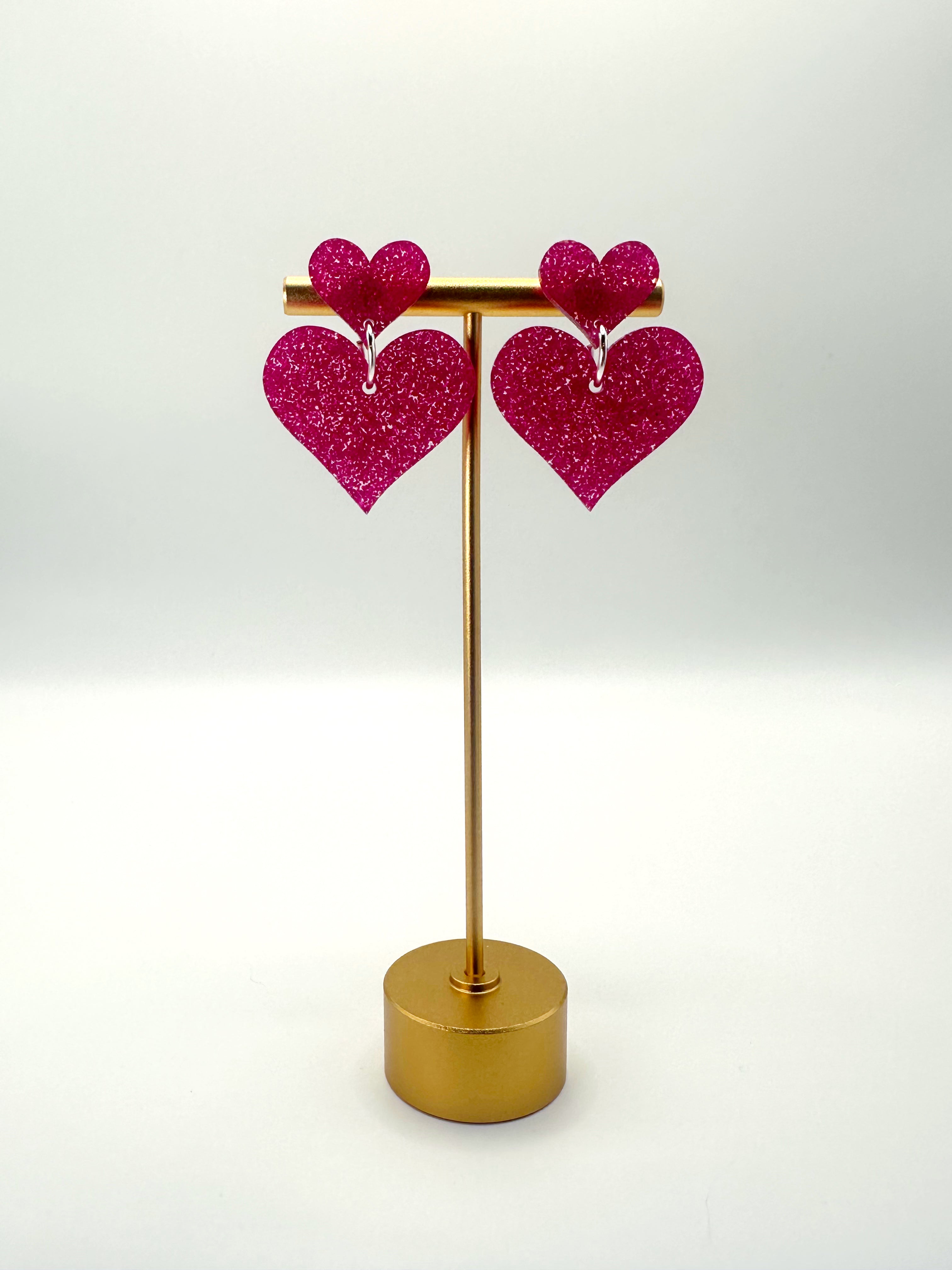 Magenta Heart Earrings