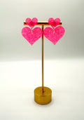 Hot Pink Heart Earrings