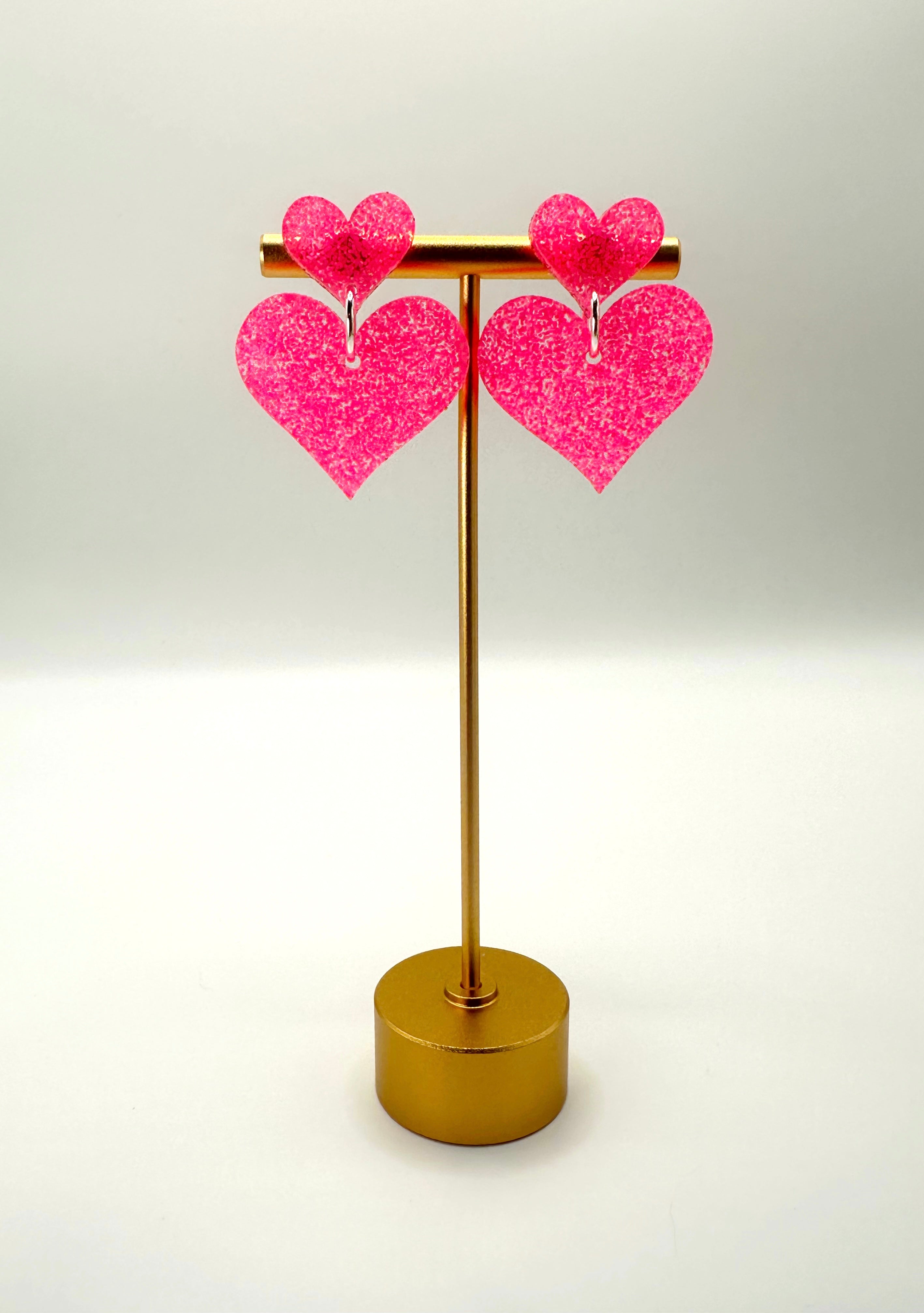 Hot Pink Heart Earrings