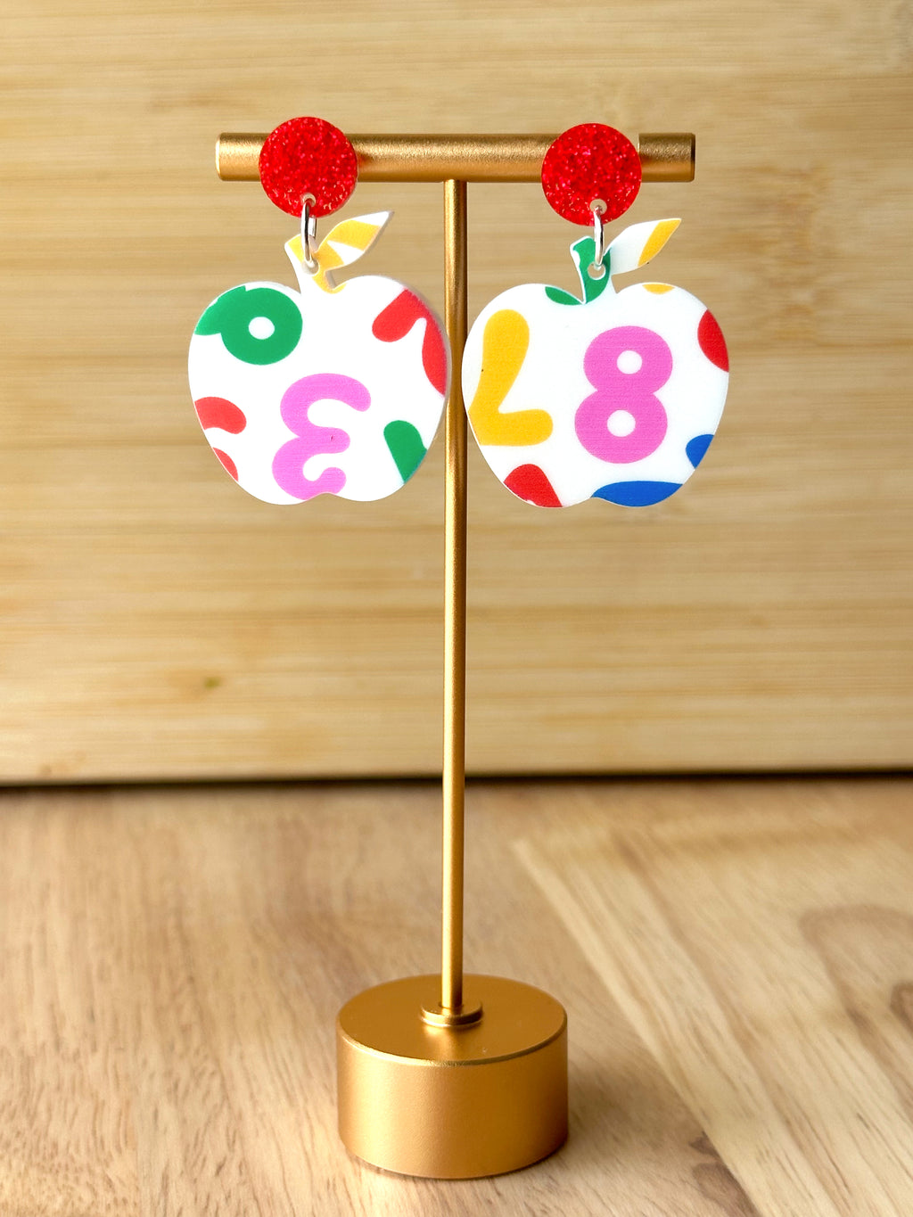 Back to school apple earrings