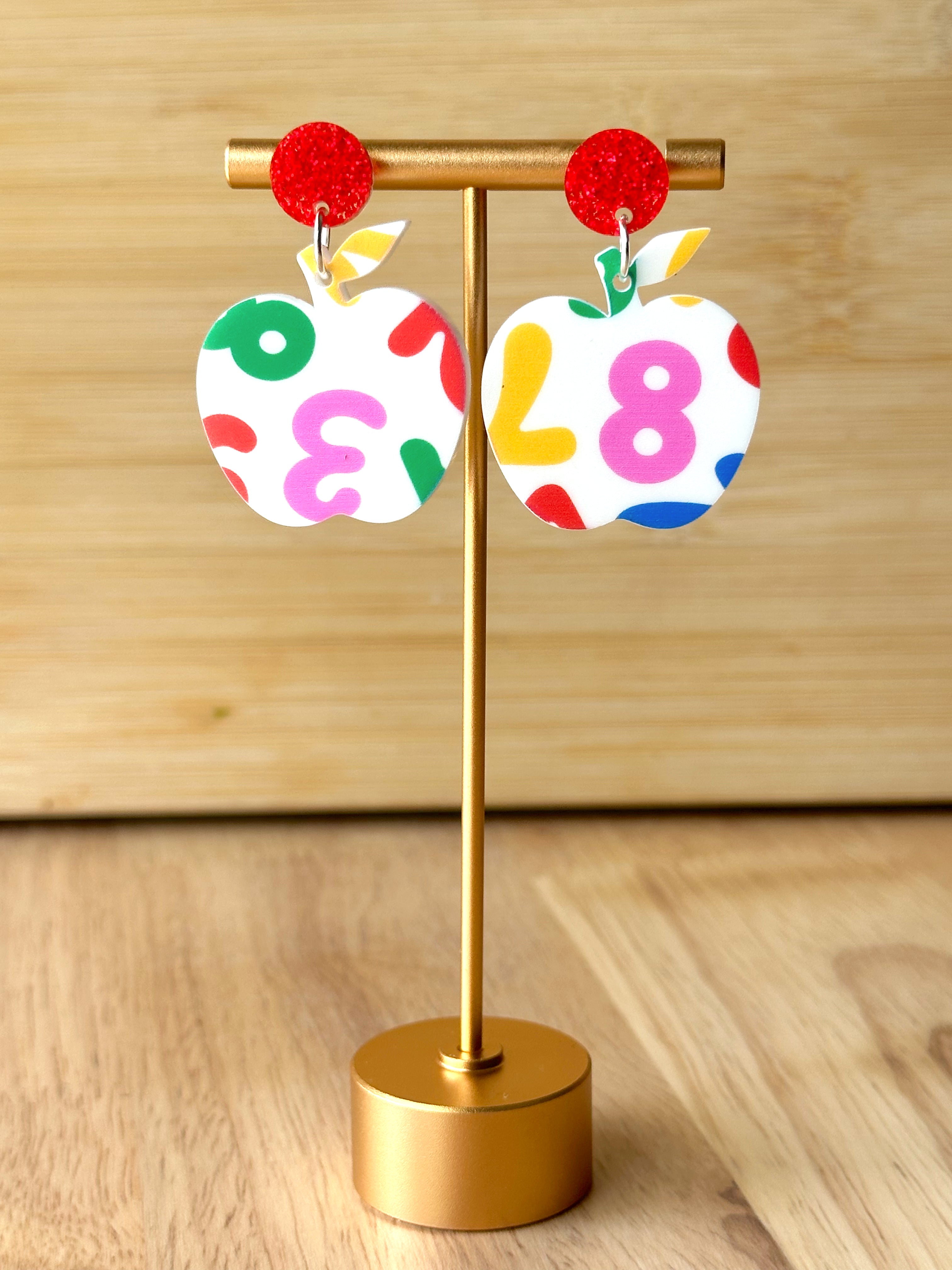 Back to school apple earrings