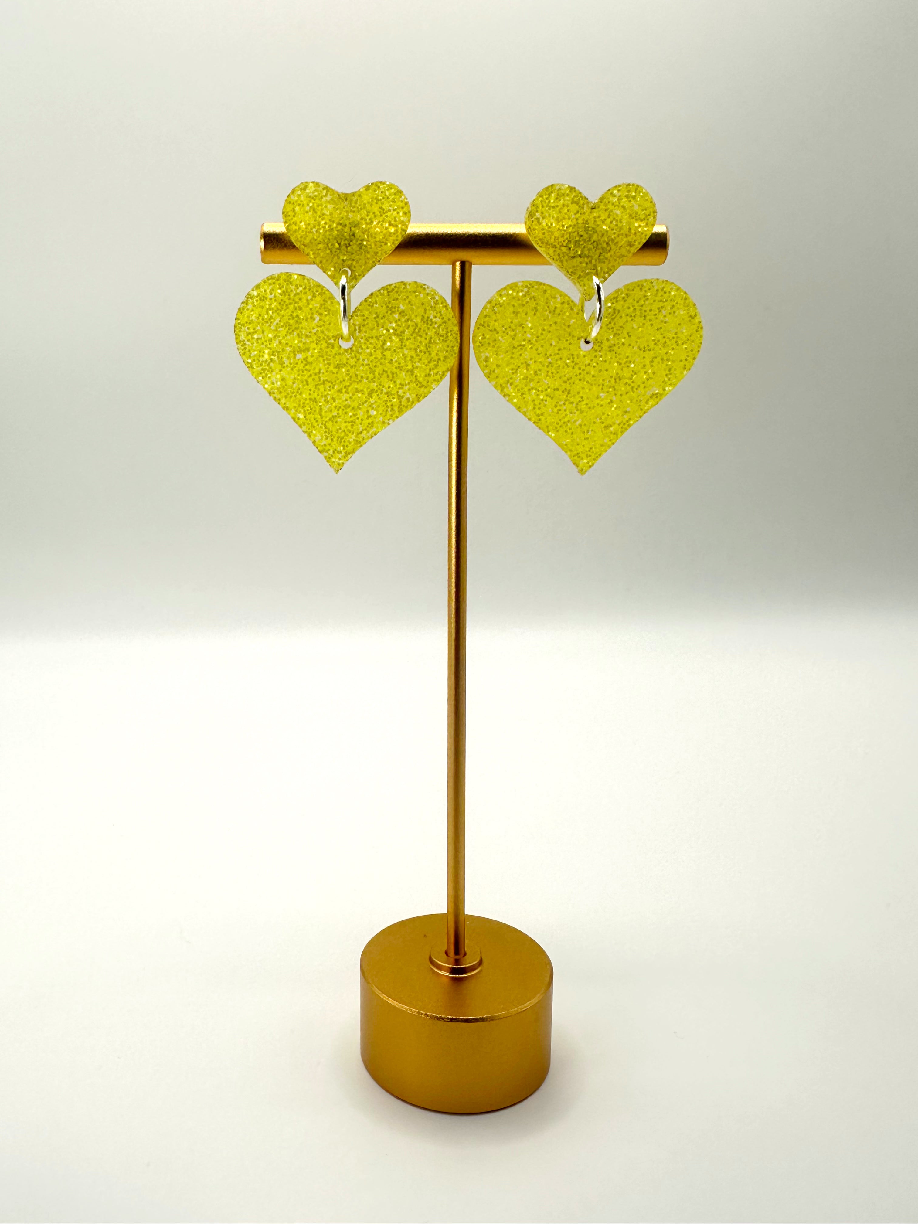 Yellow Heart Earrings
