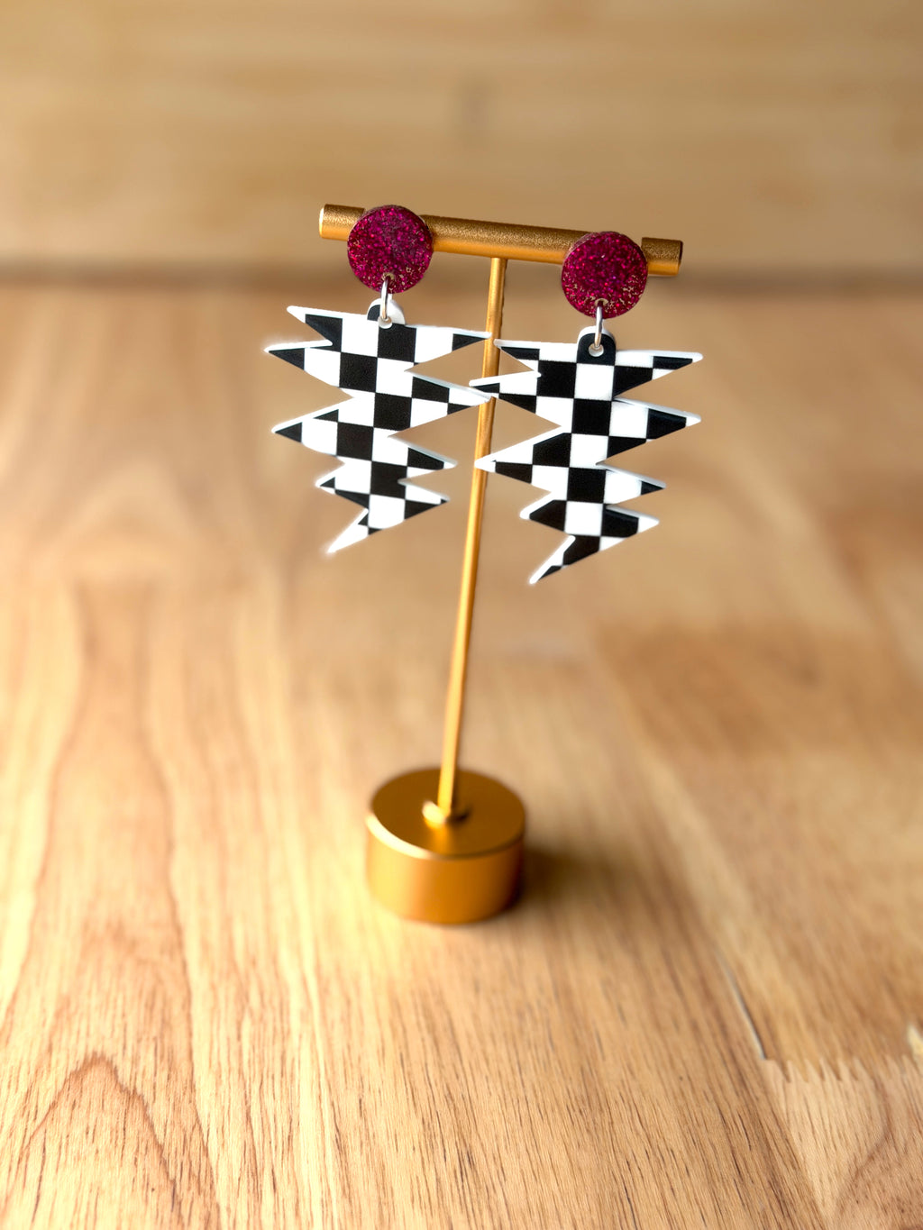 Checkered Bolt Earrings
