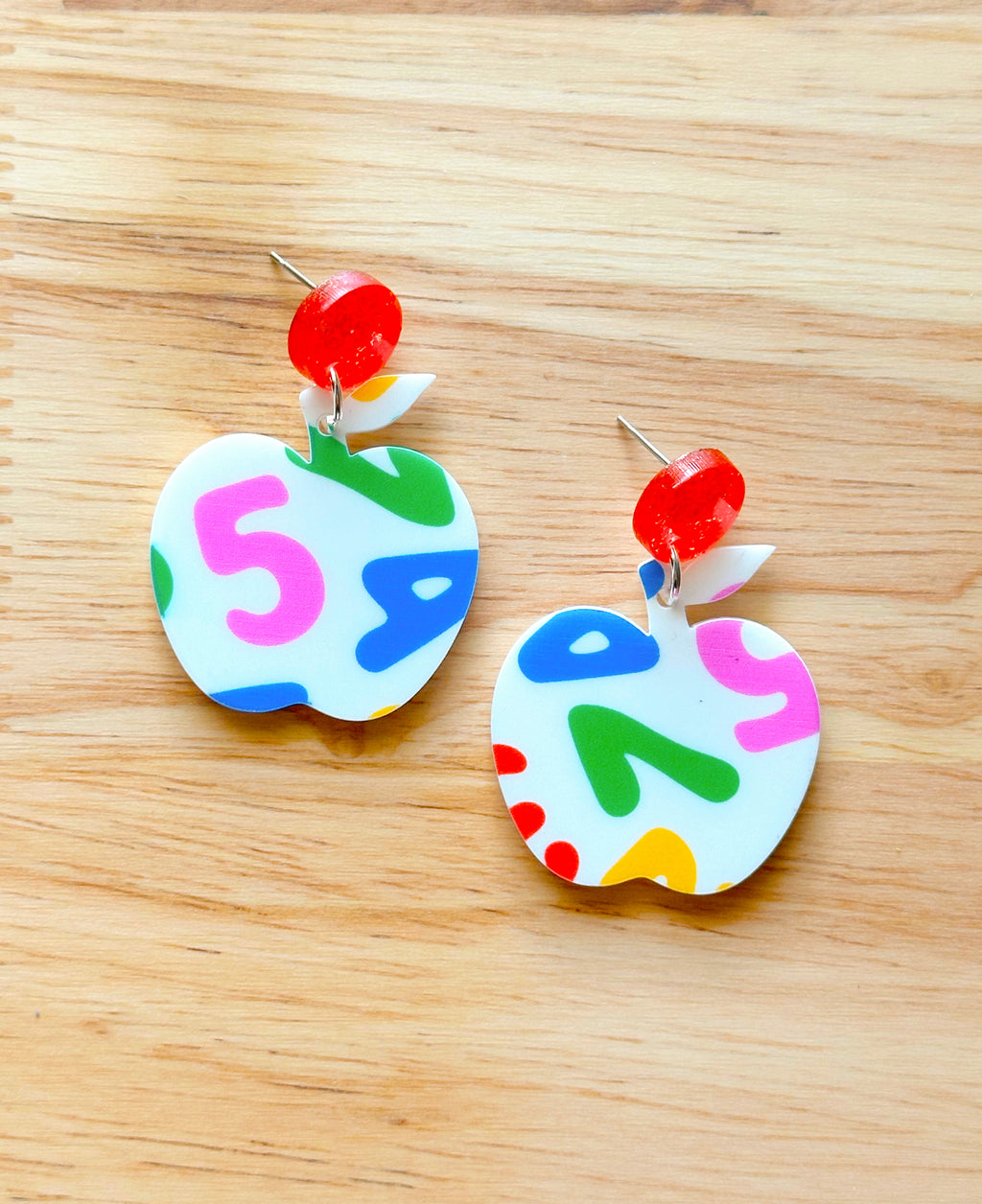 Back to school apple earrings