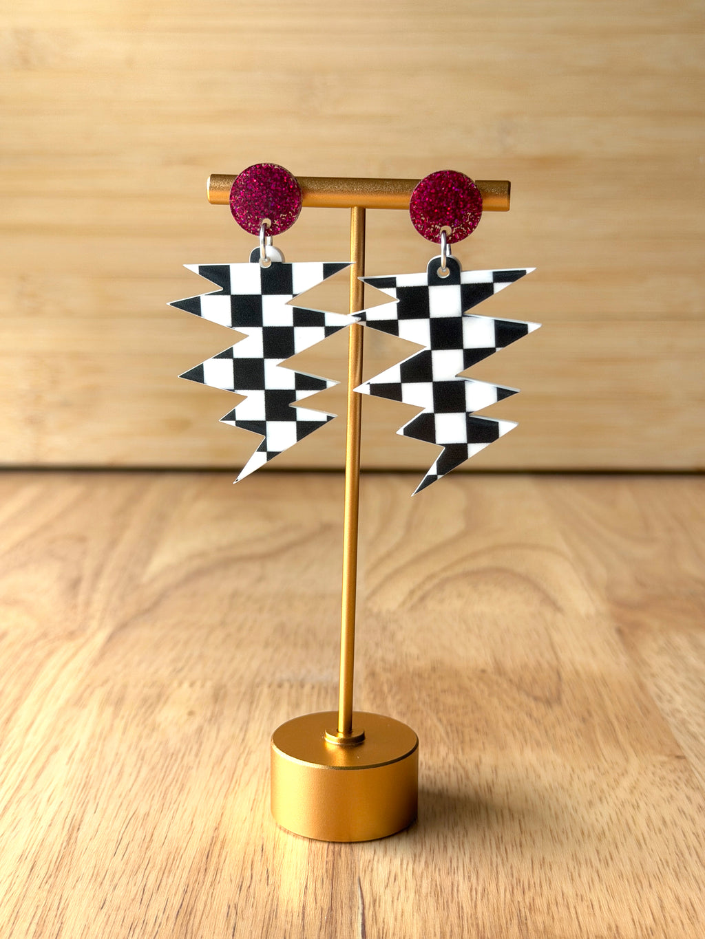 Checkered Bolt Earrings